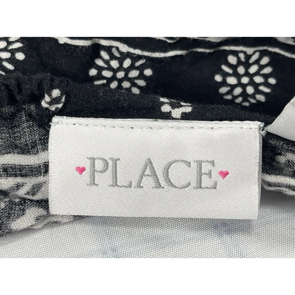 The Children's Place Girls Halter Dress L 10/12 Black White Bandana Patchwork
